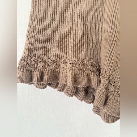NWT - House of Harlow 1960 - Mocha Ruffle Knit Crop Top and Shorts Set - Picture 2 of 6